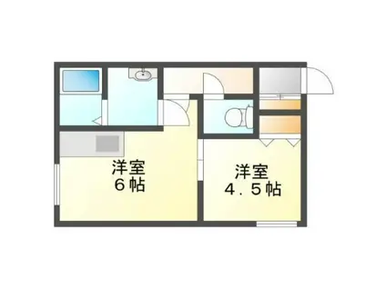 ヒルズ希望(1DK/2階)の間取り写真