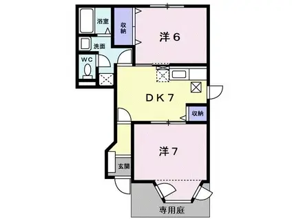 クレストールモリカミ(2DK/1階)の間取り写真