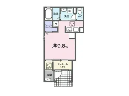 フローラ16(ワンルーム/1階)の間取り写真