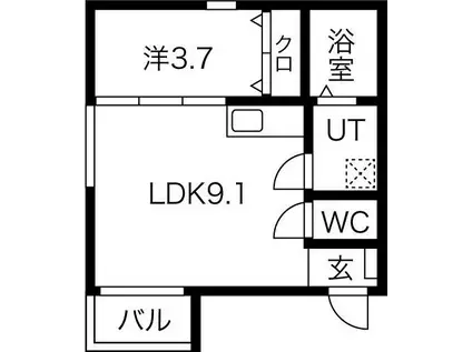 BELLE ROSE大江 イースト(1LDK/1階)の間取り写真