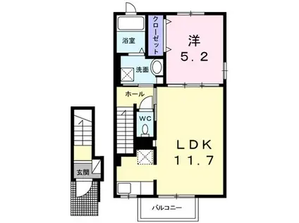 MIGNON VILLA SIV(1LDK/2階)の間取り写真