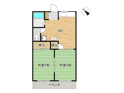コーポ中村(2DK/1階)の間取り写真