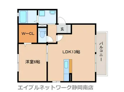 ケープコッド イン A棟(1LDK/1階)の間取り写真