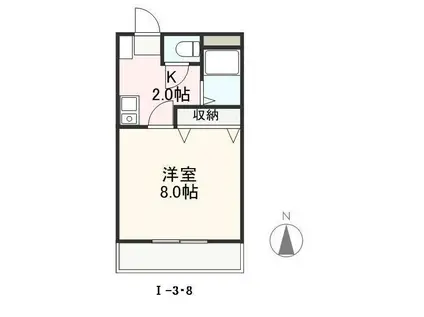 クレイドル安田I(1K/2階)の間取り写真