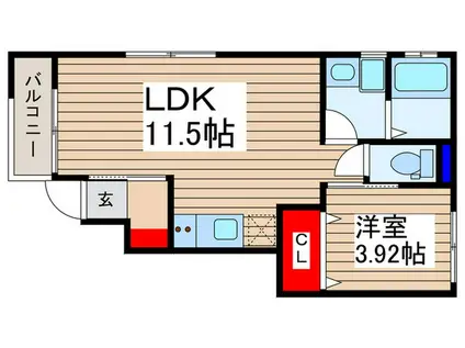 エーデルハイム(1LDK/1階)の間取り写真