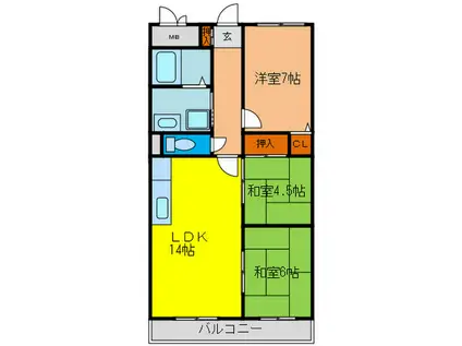 アルウエットグランドステージ(3LDK/5階)の間取り写真