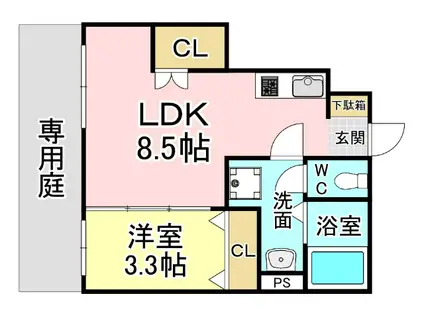 コンフォートプレイス小倉(1LDK/1階)の間取り写真