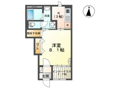シルキーII(1K/1階)の間取り写真