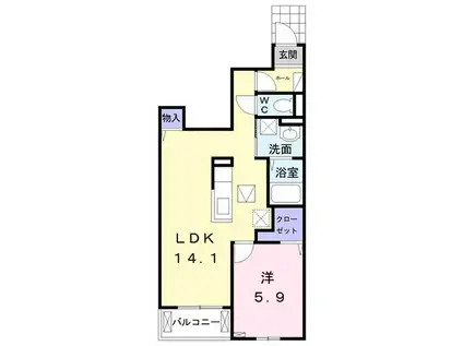 パレスアリオン佐倉III(1LDK/1階)の間取り写真