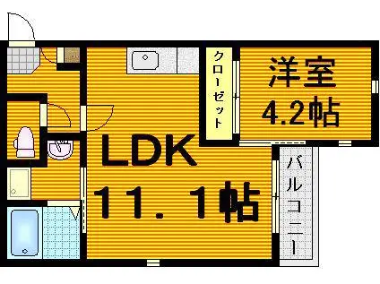 GRANDTIC宇品東(1LDK/1階)の間取り写真