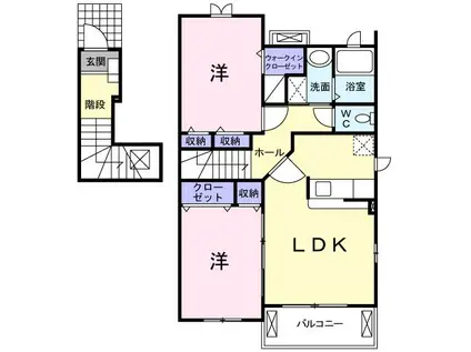 ブルックヒルズII(2LDK/2階)の間取り写真