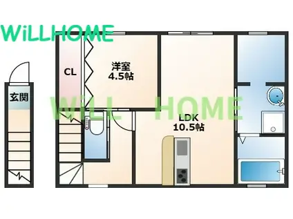 LEA NALU加納(1LDK/2階)の間取り写真