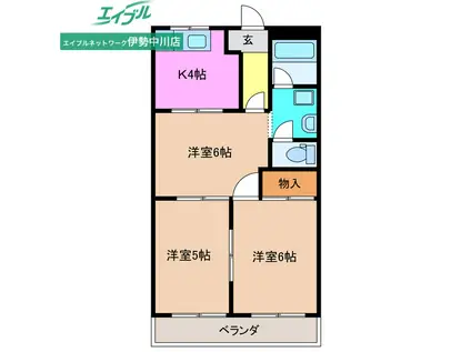 OAK HILLS(3DK/1階)の間取り写真