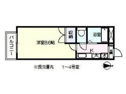 宮町クレストマンション(1K/2階)の間取り写真