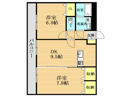 CRECIA(2DK/1階)の間取り写真