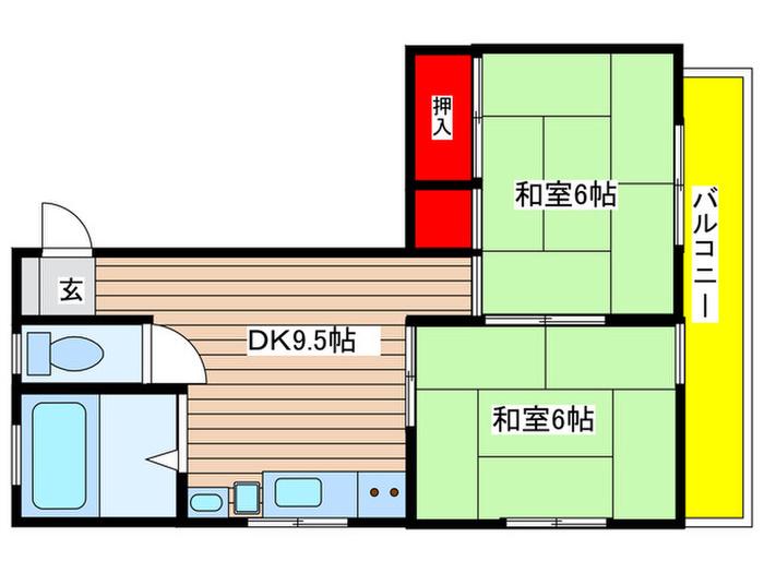 QUALITE PRIX(2DK/2階)の間取り写真