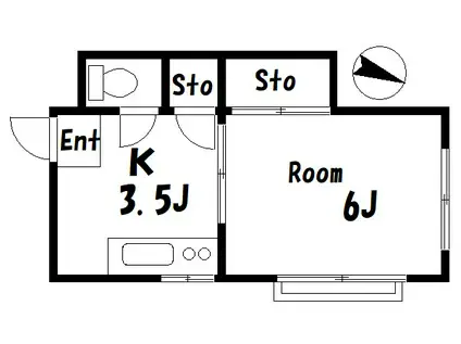 マルミ荘(1K/1階)の間取り写真