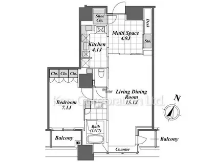 パークアクシス青山一丁目タワー(1LDK/10階)の間取り写真