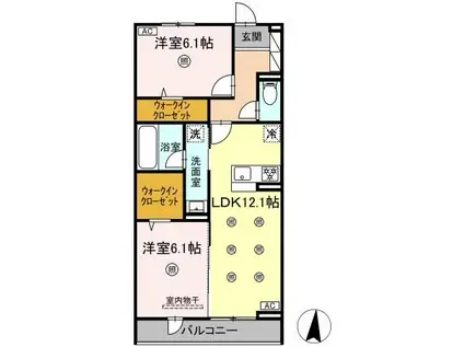 M&S RESIDENCE LIEN(2LDK/2階)の間取り写真