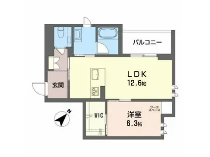 シャーメゾンステージ東鷹匠(1LDK/2階)の間取り写真