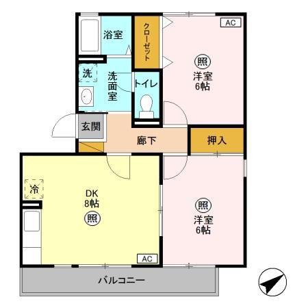 セピアコート(2DK/2階)の間取り写真