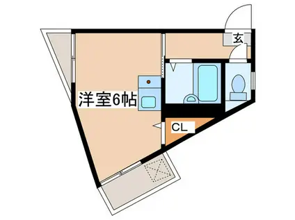 ゼウス東海岸II(ワンルーム/1階)の間取り写真