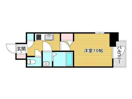 ファーストフィオーレ難波南パークサイド(1K/14階)の間取り写真