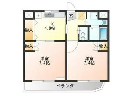 チーズコート(2K/3階)の間取り写真