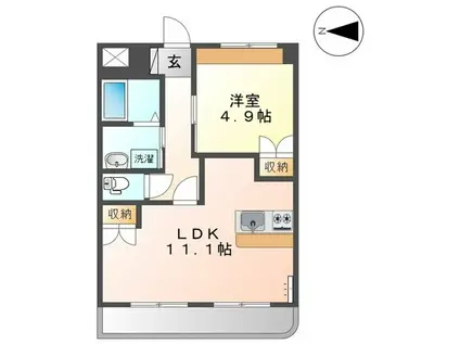 メルヴェール西深津(1LDK/2階)の間取り写真
