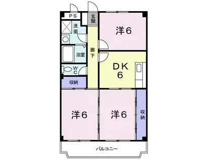 シャンブル21(3DK/3階)の間取り写真