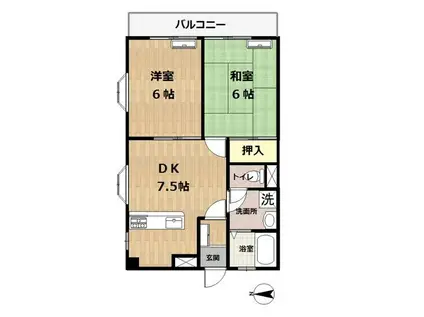 ロードスプリング出来野(2DK/2階)の間取り写真