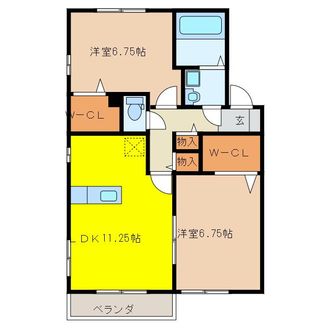モアエクセレンス B(2LDK/2階)の間取り写真