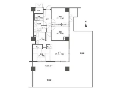 コア本町(1SLDK/13階)の間取り写真