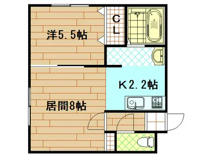 ピースフルII(1LDK/1階)の間取り写真