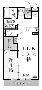 エスポワール西明石(1LDK/1階)の間取り写真
