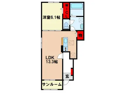 メゾン ド ヴィラ(1LDK/1階)の間取り写真