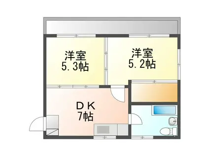 丸勝アパートB棟(2DK/2階)の間取り写真