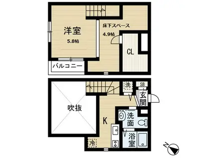 Kコーポ伊都(ワンルーム/1階)の間取り写真