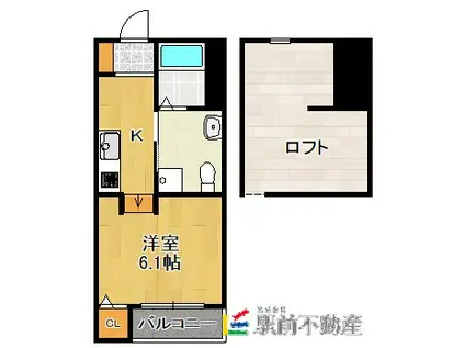 プレミアム・デイズV(ワンルーム/1階)の間取り写真