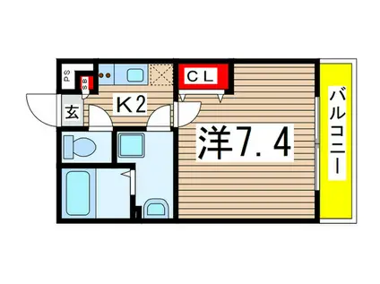 リブリ・長洲(1K/2階)の間取り写真