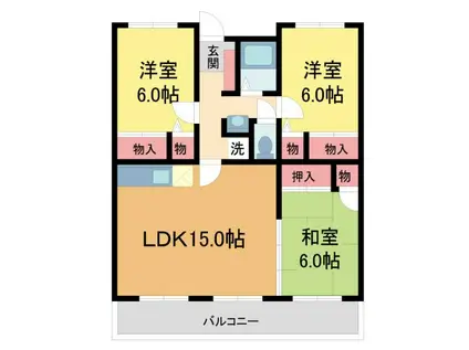 阪急宝塚線 宝塚駅 徒歩10分 3階建 築35年(3LDK/3階)の間取り写真
