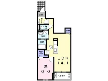 K&K ハウス(1LDK/1階)の間取り写真