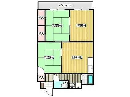 ワンズコア新松戸II(3DK/2階)の間取り写真
