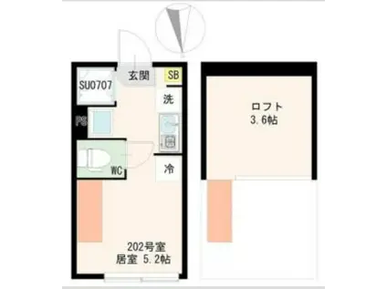 貫井4丁目アパート(ワンルーム/2階)の間取り写真