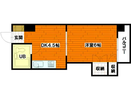 ハイム三滝(1DK/3階)の間取り写真