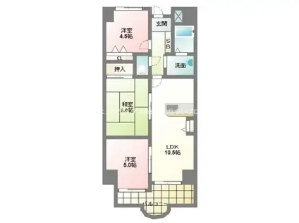 香里プラザⅥ(3LDK/2階)の間取り写真