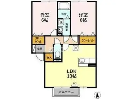 サンライズ(2LDK/2階)の間取り写真
