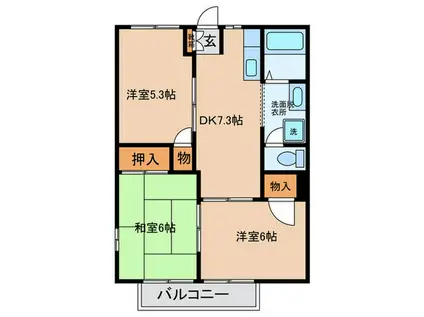 ハイツ・イーストI(3DK/2階)の間取り写真