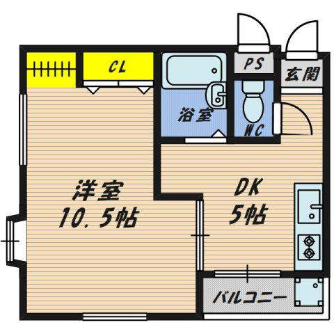 さくら20番館(1DK/2階)の間取り写真