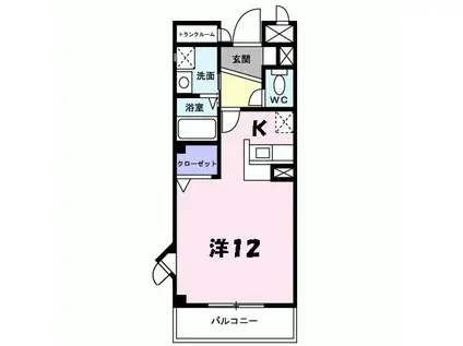 クラールオストベルグI(1K/1階)の間取り写真